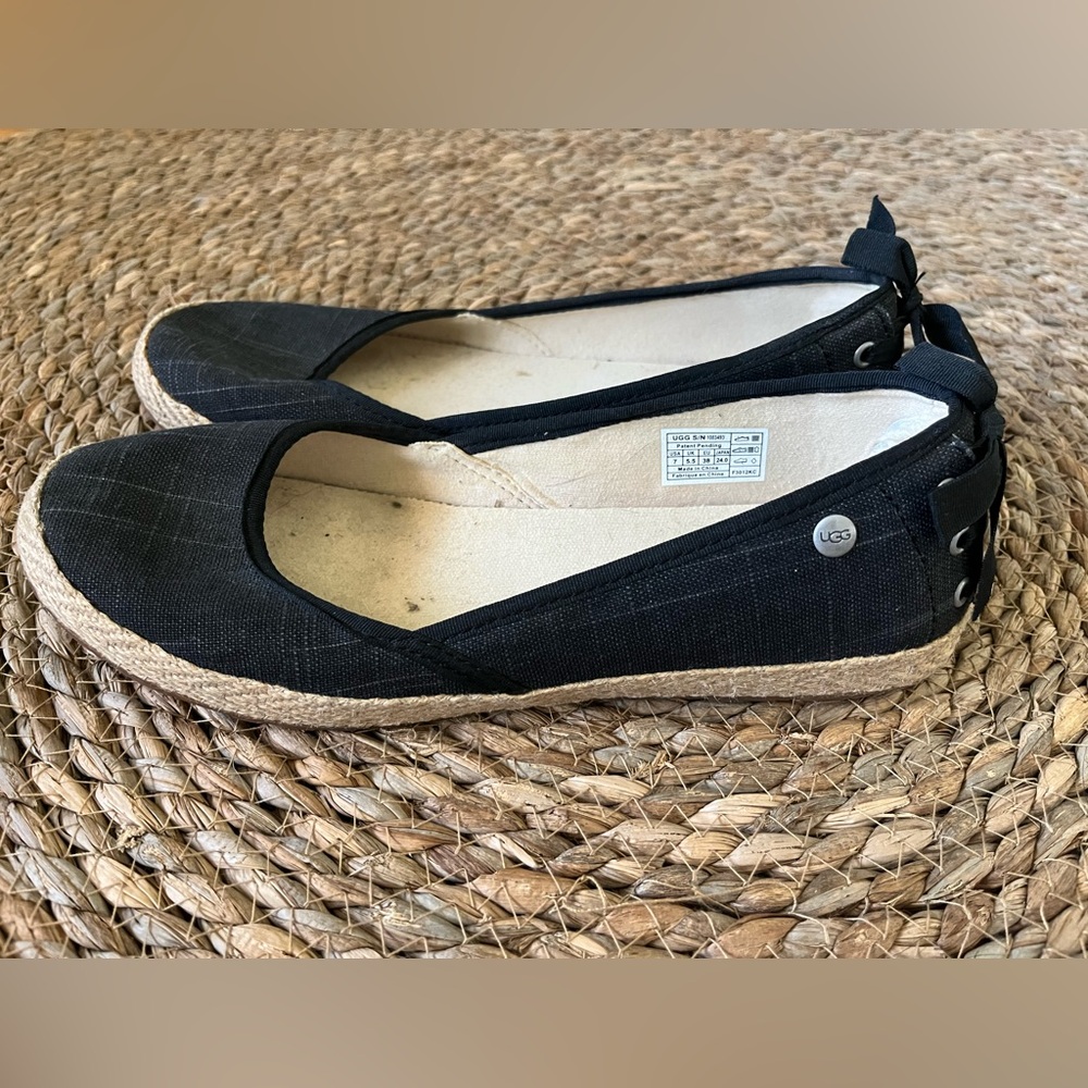 - UGG Perrie Black Cotton Canvas Skimmer Ballet Flats Shoes. Sz 7